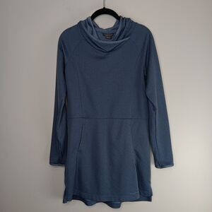 ExOfficio Women's Dress Hoodie Athleisure Blue Pockets Thumb Holes Size Small